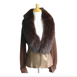 Beautiful Brown real raccoon fur Cache jacket L